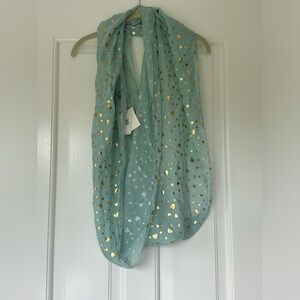 Nordstrom’s The Accessory Collective Teal Infinity Scarf w/ Gold Foil Hearts